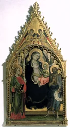 Madonna och barn med Sankt Filip och Johannes Döparen (tempera på panel)